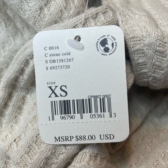 FREE PEOPLE NEW JUICY LONG SLEEVE WAFFLE KNIT OVERSIDED THERMAL STONE COLD XS - Picture 11 of 14